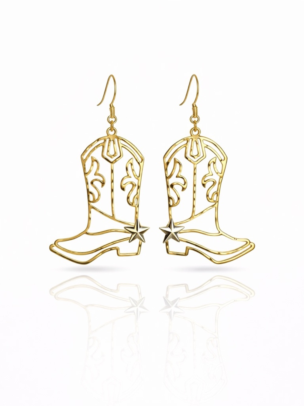 Trendy Minimalist Gold and Silver Cowboy Boot Earrings